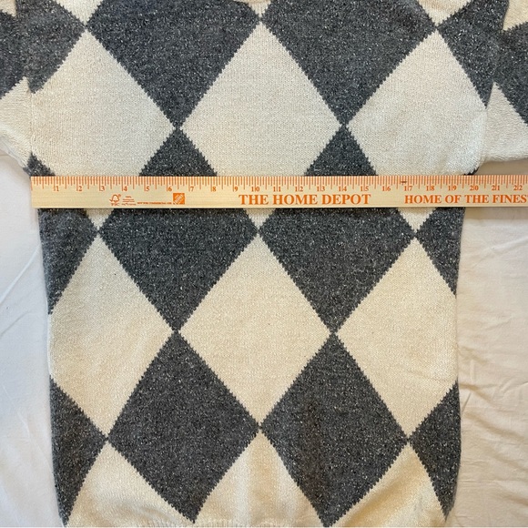 Vintage Accordeon Silk Angora Lambswool Sweater Women Sz Medium Diamond Pattern - Picture 4 of 7